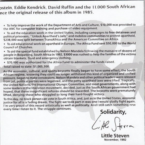 Artists United Against Apartheid : Sun City (CD, Album, RE)