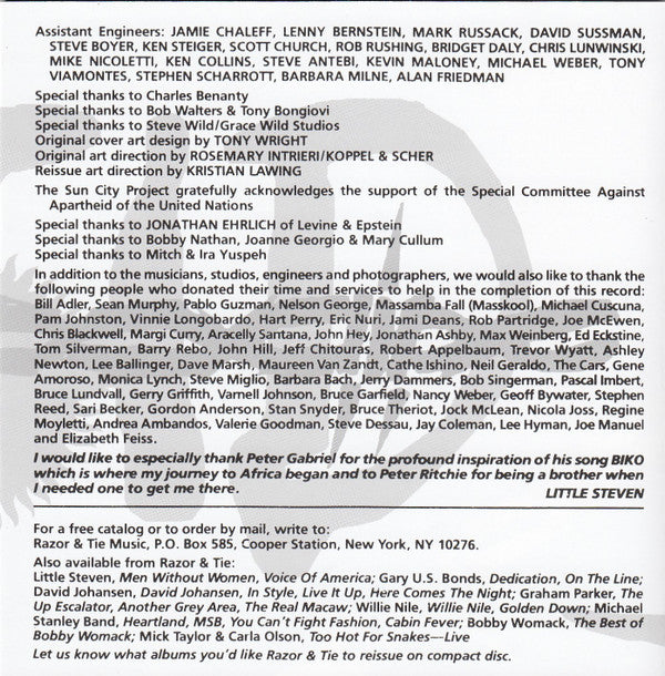 Artists United Against Apartheid : Sun City (CD, Album, RE)