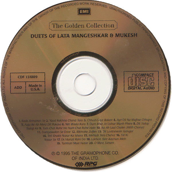 Lata Mangeshkar & Mukesh : Duets Of Lata Mangeshkar & Mukesh (2xCD, Comp)