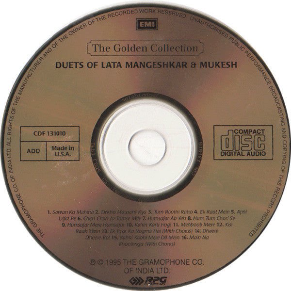Lata Mangeshkar & Mukesh : Duets Of Lata Mangeshkar & Mukesh (2xCD, Comp)