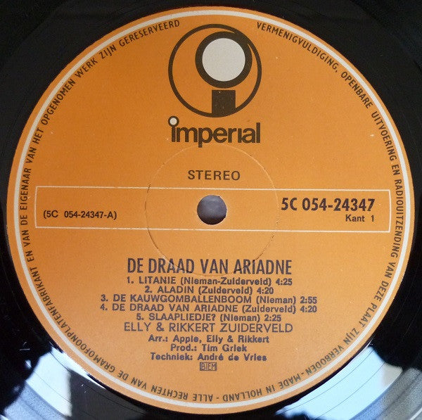 Elly & Rikkert : De Draad Van Ariadne (LP, Album)