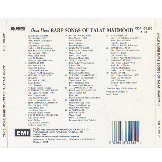 Talat Mahmood : Once More - Rare Songs Of Talat Mahmood (CD, Comp)