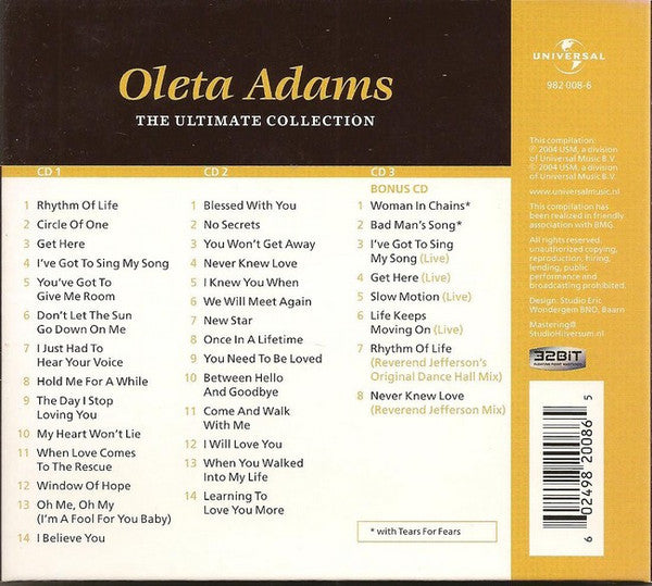 Oleta Adams : The Ultimate Collection (3xCD, Comp, RM)