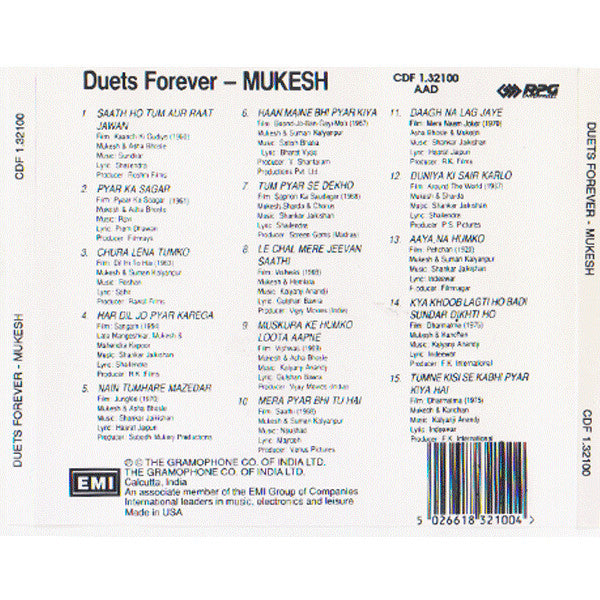 Mukesh : Duets Forever (CD, Comp)