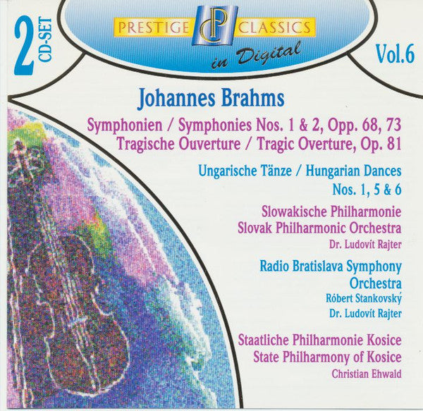 Johannes Brahms : Symphonies Nos. 1 & 2, Opp. 68, 73  / Tragic Overture, Op. 81 / Hungarian Dances, Nos. 1, 5 & 6 (2xCD, Comp)