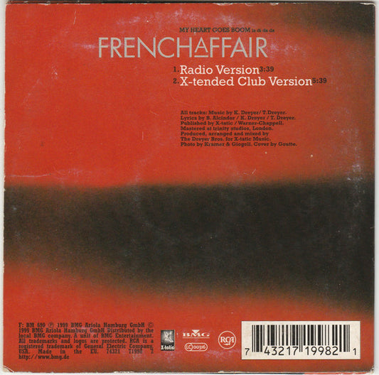 French Affair : My Heart Goes Boom (La Di Da Da) (CD, Single, Car)