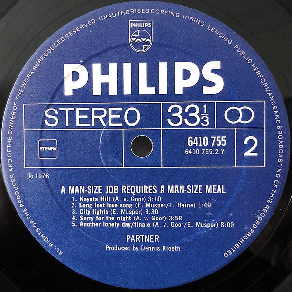Partner : A Man-Size Job Requires A Man-Size Meal (LP, Album)