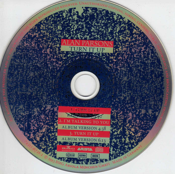 Alan Parsons : Turn It Up (CD, Single)