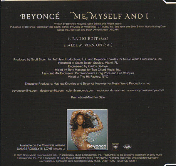 Beyoncé : Me, Myself And I (CD, Single, Promo)
