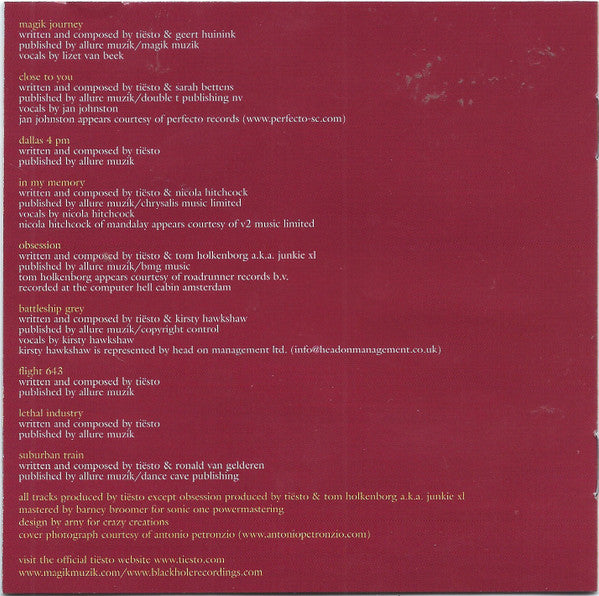 DJ Tiësto : In My Memory (CD, Album)
