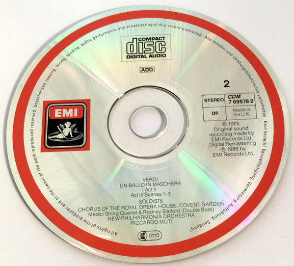 Giuseppe Verdi, Martina Arroyo, Placido Domingo, Piero Cappuccilli, Fiorenza Cossotto, Reri Grist, Chorus Of The Royal Opera House, Covent Garden, New Philharmonia Orchestra ,  Riccardo Muti : Un Ballo In Maschera (2xCD)