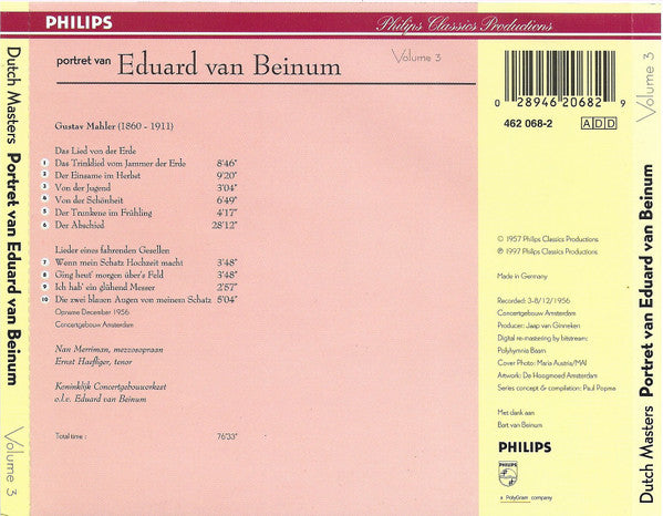 Gustav Mahler - Eduard van Beinum : Portret van Eduard van Beinum (CD, Album, RE)