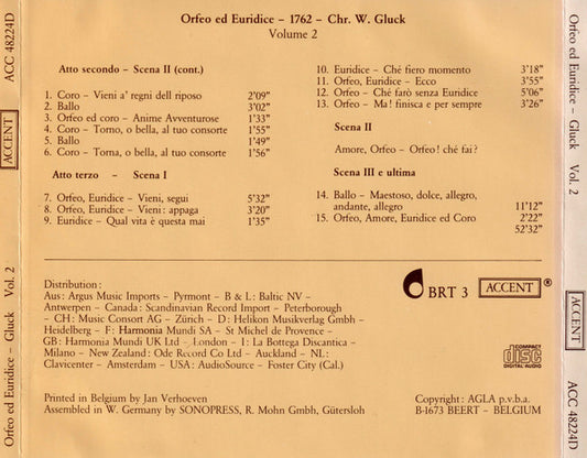 Christoph Willibald Gluck - René Jacobs, Collegium Vocale, La Petite Bande, Sigiswald Kuijken : Orfeo Ed Euridice (Vol. 2) (CD)