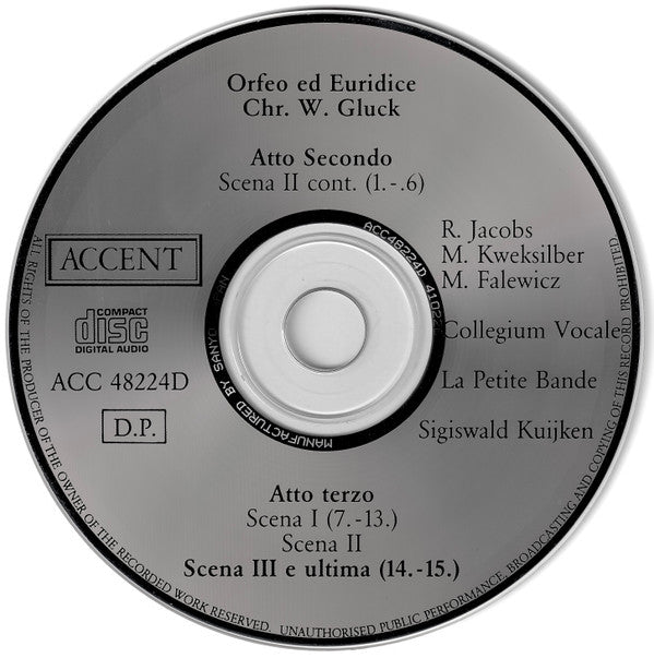 Christoph Willibald Gluck - René Jacobs, Collegium Vocale, La Petite Bande, Sigiswald Kuijken : Orfeo Ed Euridice (Vol. 2) (CD)