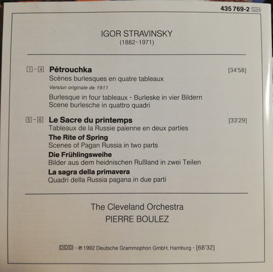 Igor Stravinsky - The Cleveland Orchestra, Pierre Boulez : Pétrouchka · Le Sacre Du Printemps (CD, Album, RP)