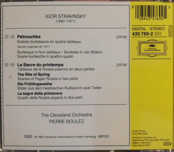 Igor Stravinsky - The Cleveland Orchestra, Pierre Boulez : Pétrouchka · Le Sacre Du Printemps (CD, Album, RP)