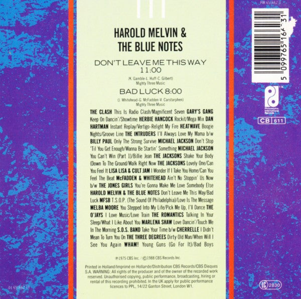 Harold Melvin And The Blue Notes : Don't Leave Me This Way / Bad Luck (CD, Mini, Single)