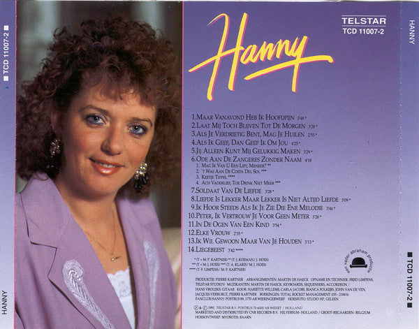 Hanny (2) : Liedjes Over Liefde En Geluk (CD, Album)