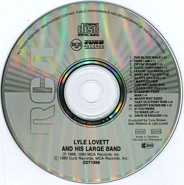 Lyle Lovett And His Large Band : Lyle Lovett And His Large Band (CD, Album)