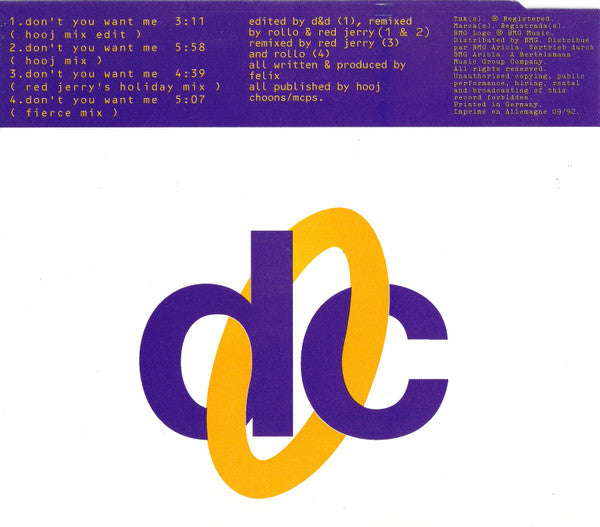 Felix : Don't You Want Me (CD, Single)