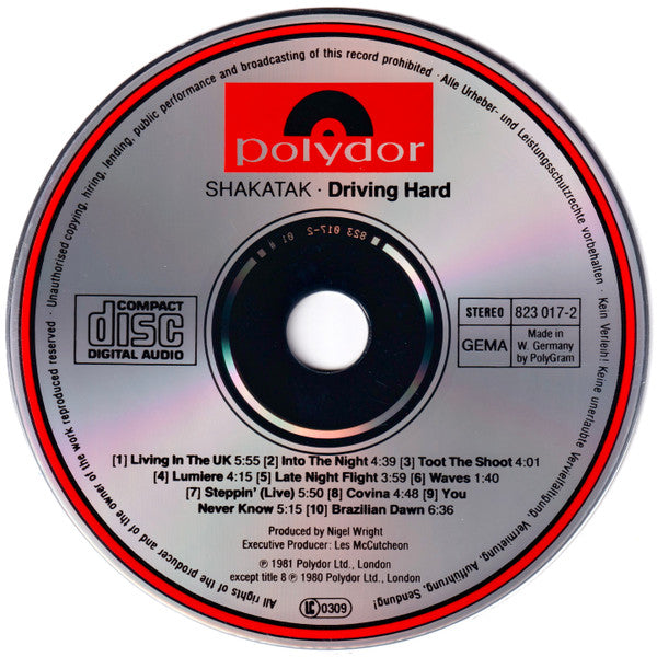 Shakatak : Drivin' Hard (CD, Album)