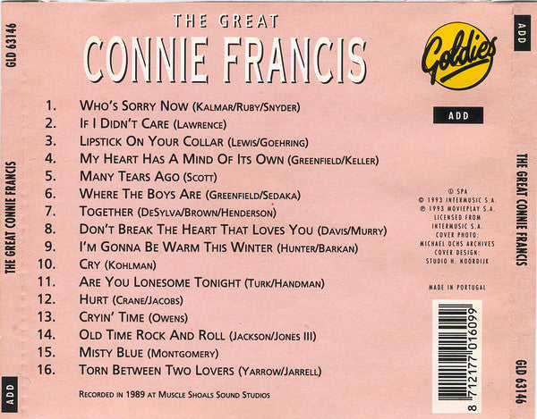 Connie Francis : The Great Connie Francis (CD, Comp)
