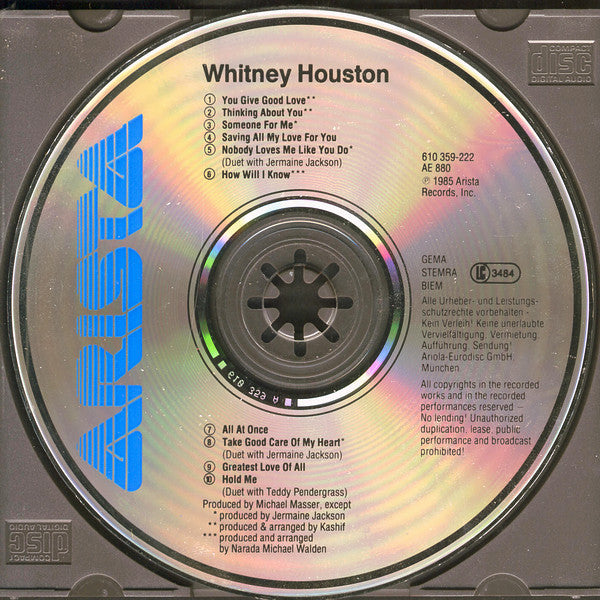 Whitney Houston : Whitney Houston (CD, Album)