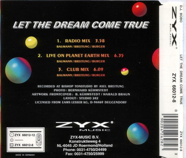 DJ BoBo : Let The Dream Come True (CD, Maxi)