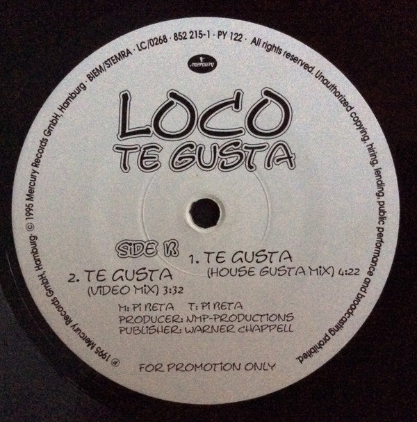 Loco (14) : Te Gusta (12", Promo)