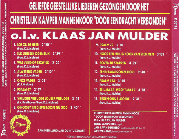 Christelijk Kamper Mannenkoor DEV o.l.v. Klaas Jan Mulder : Geliefde Geestelijke Liederen (CD, Album)