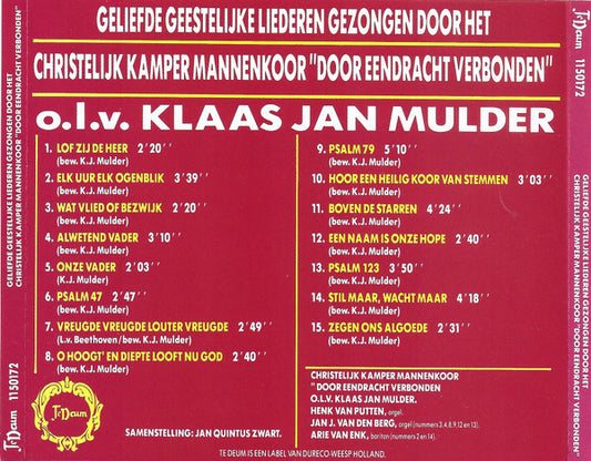 Christelijk Kamper Mannenkoor DEV o.l.v. Klaas Jan Mulder : Geliefde Geestelijke Liederen (CD, Album)