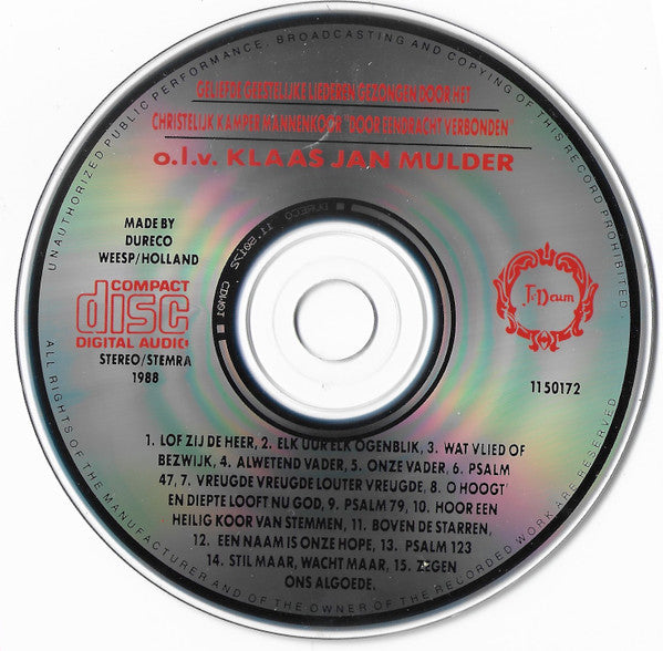 Christelijk Kamper Mannenkoor DEV o.l.v. Klaas Jan Mulder : Geliefde Geestelijke Liederen (CD, Album)