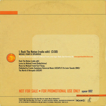 Michael Franti And Spearhead : Rock The Nation (Rado Edit) (CD, Single, Promo)