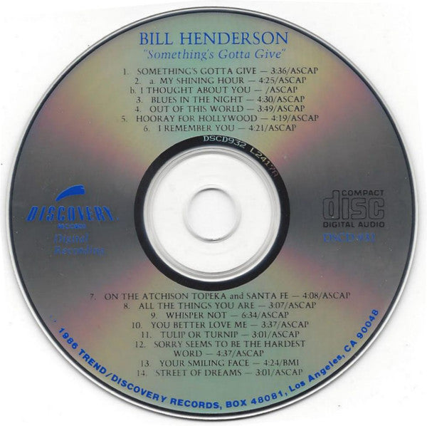 Bill Henderson (3) : Something's Gotta Give (CD, Album)