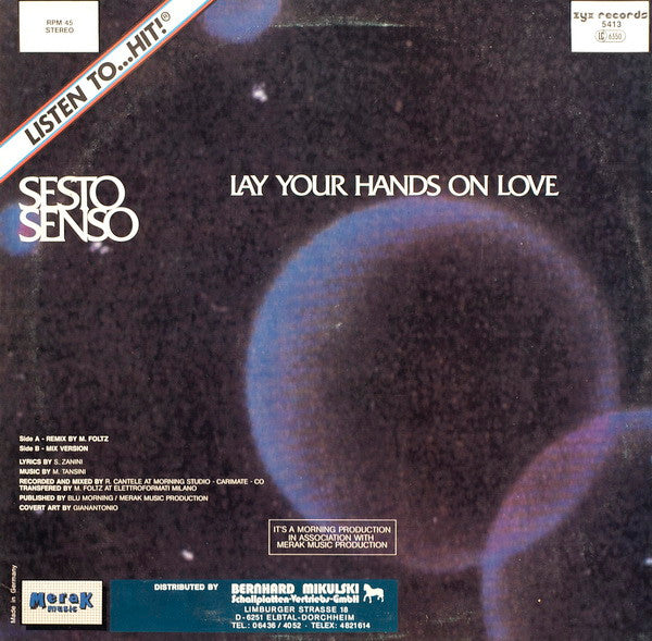 Sesto Senso : Lay Your Hands On Love (12")