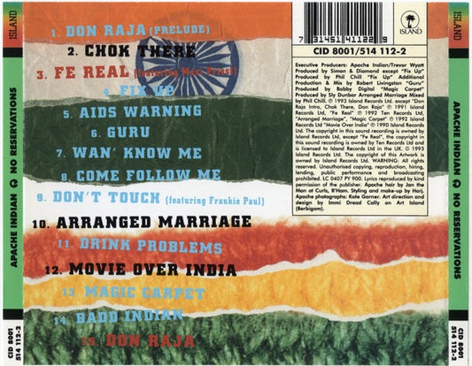 Apache Indian : No Reservations (CD, Album)