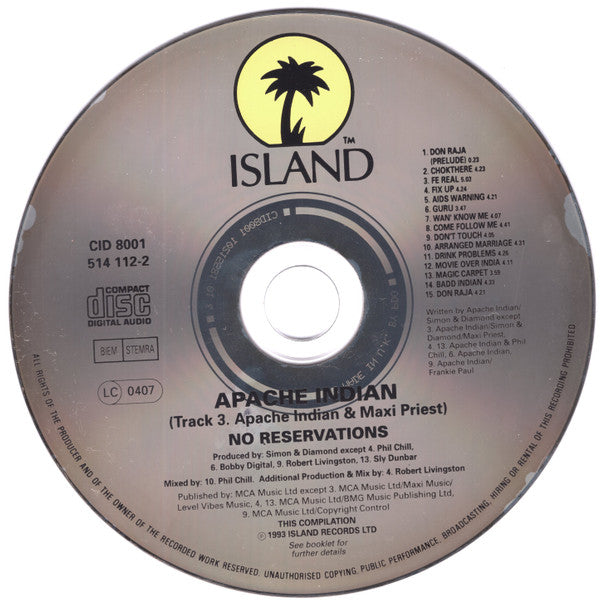 Apache Indian : No Reservations (CD, Album)