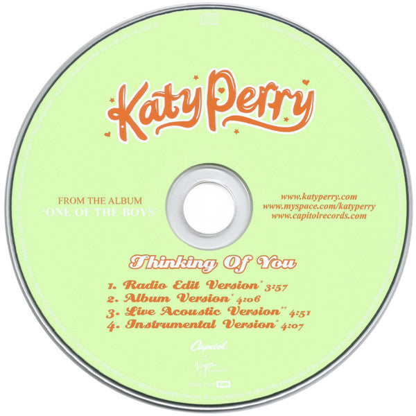 Katy Perry : Thinking Of You (CD, Single, Promo, Car)