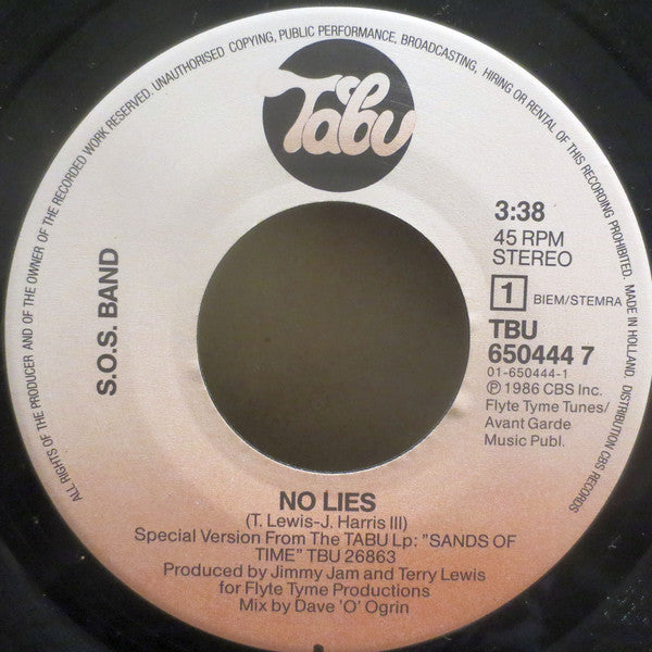 The S.O.S. Band : No Lies (7", Single)