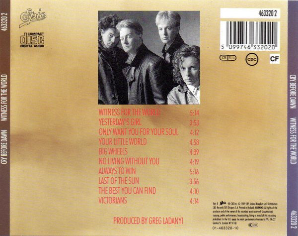 Cry Before Dawn : Witness For The World (CD, Album)