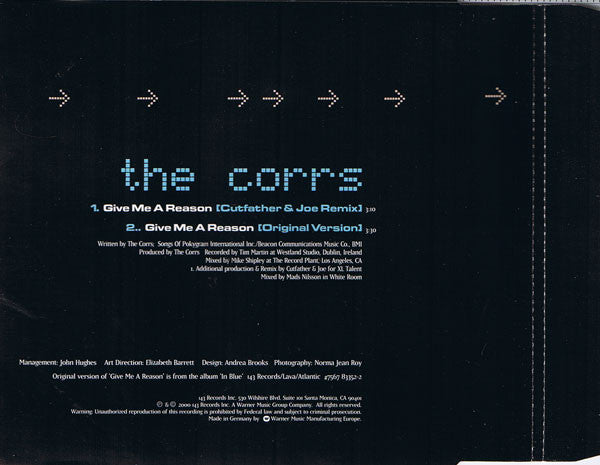 The Corrs : Give Me A Reason (CD, Single, Promo)