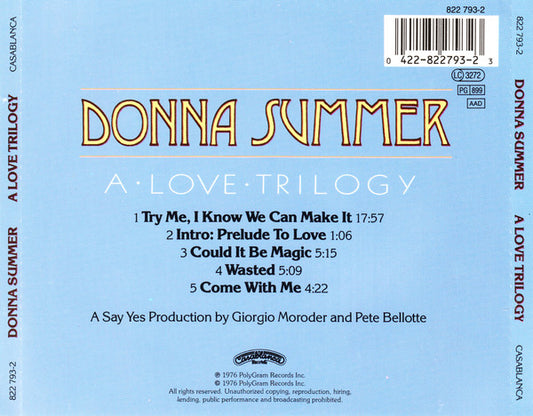 Donna Summer : A Love Trilogy (CD, Album, RE)