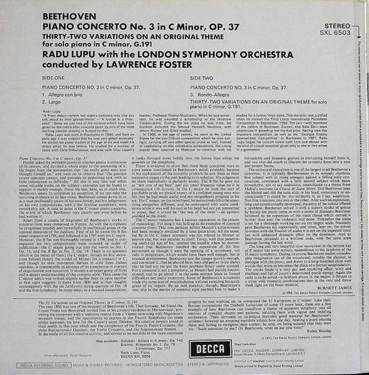 Radu Lupu / Lawrence Foster / London Symphony Orchestra : Radu Lupu Plays Beethoven Piano Concerto No. 3 (LP)