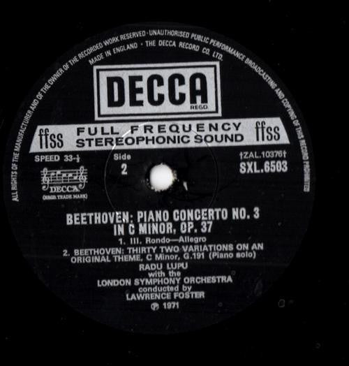 Radu Lupu / Lawrence Foster / London Symphony Orchestra : Radu Lupu Plays Beethoven Piano Concerto No. 3 (LP)