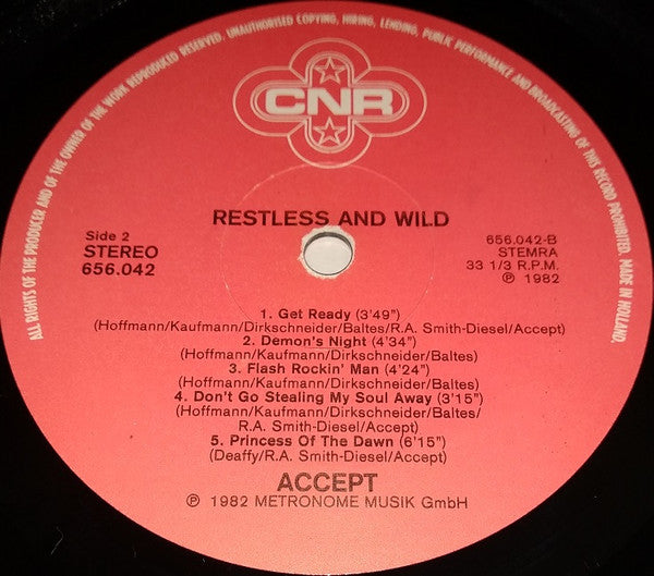 Accept : Restless And Wild (LP, Album)