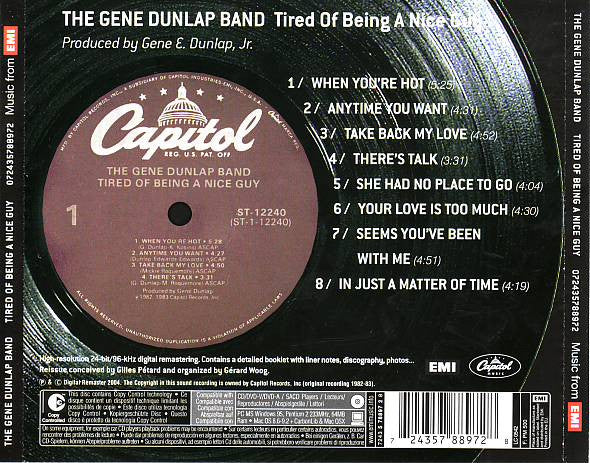 The Gene Dunlap Band : Tired Of Being A Nice Guy (CD, Album, Copy Prot., RE, RM)