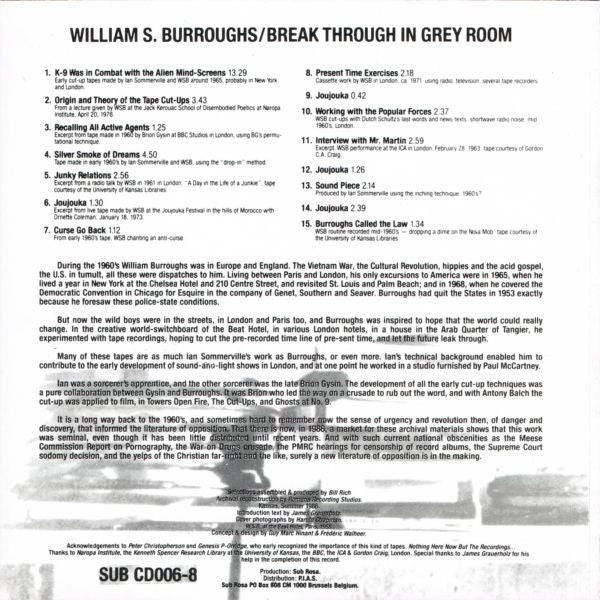 William S. Burroughs : Break Through In Grey Room (CD, Comp, RE)