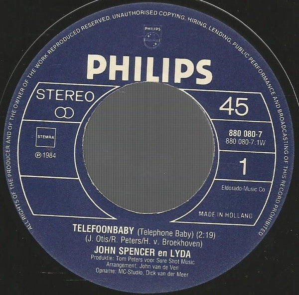 John Spencer En Lyda : Telefoonbaby (7", Single)