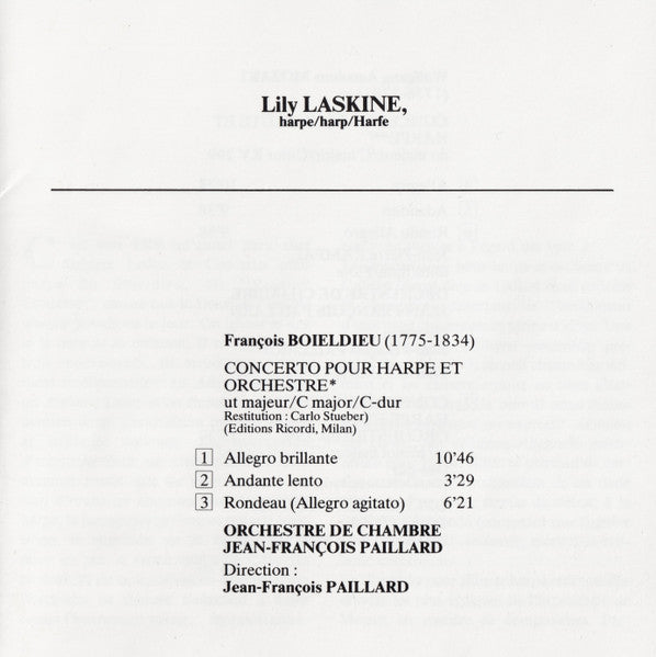 François-Adrien Boieldieu / Gabriel Pierné / Wolfgang Amadeus Mozart - Lily Laskine, Jean-Pierre Rampal : Concerto Pour Harpe / Concertstück Op. 39 / Concerto Pour Flûte Et Harpe KV 299 (CD)