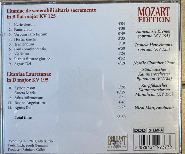 Wolfgang Amadeus Mozart : Litaniae KV 125-195 (CD)